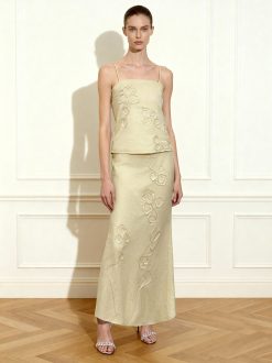 Alternative view of Linen Corded Embroidery Strappy Camisole - Natural