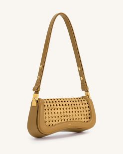 Alternative view of Joy Faux Bamboo Woven Shoulder Bag - Brown