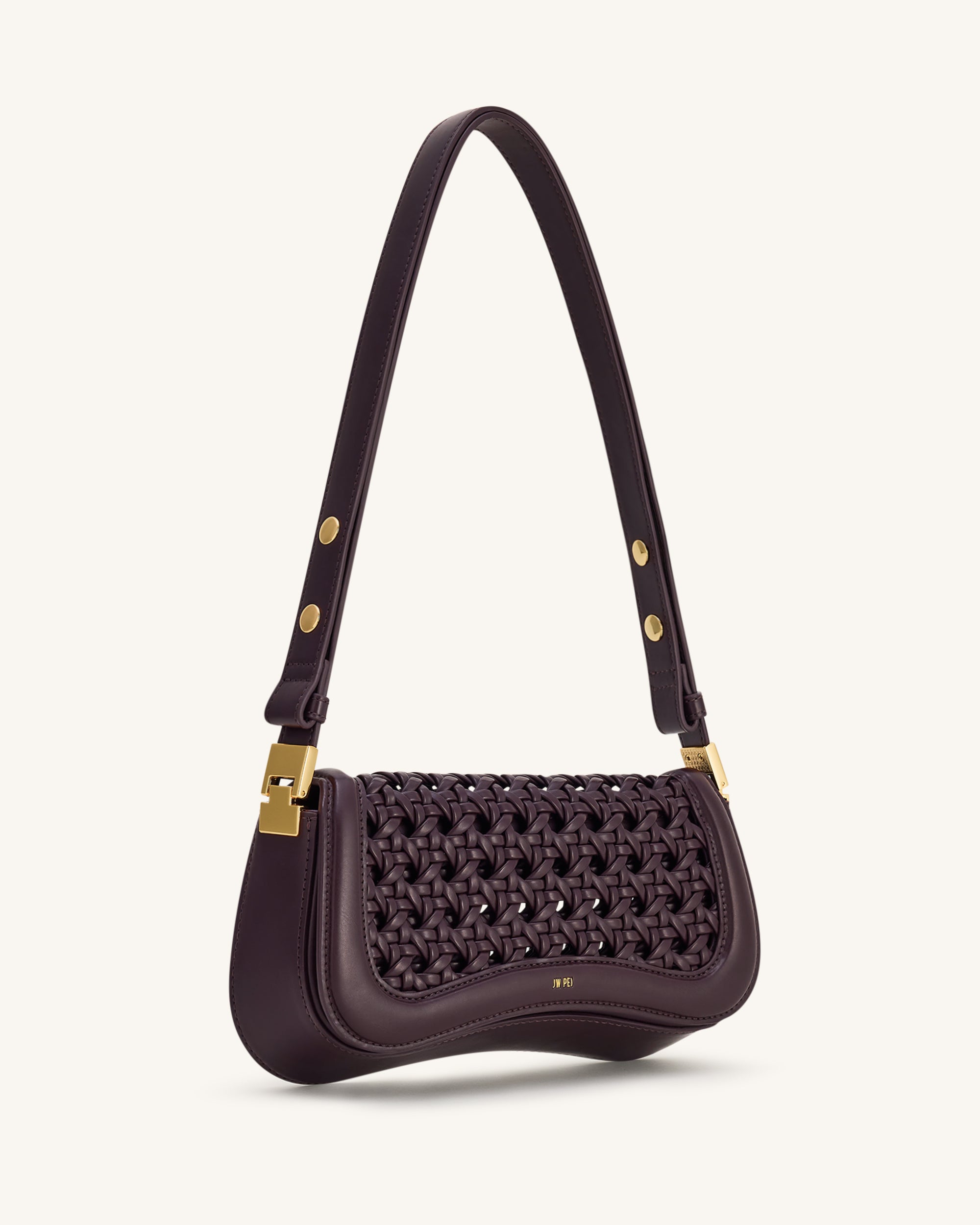 Joy Woven Shoulder Bag - Dark Red - Image 2
