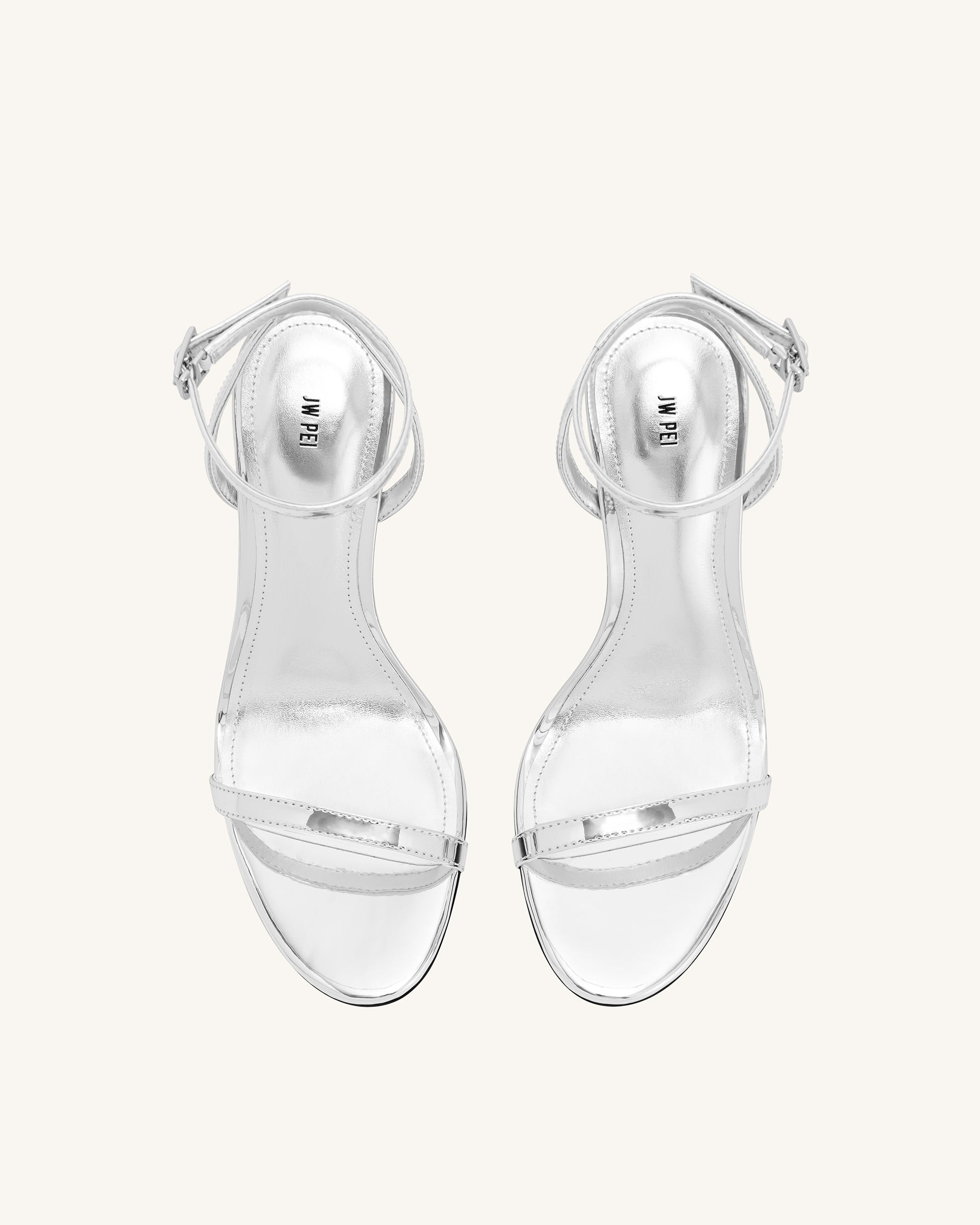 Alivia Gold Metal Heel Sandals - Silver - Image 4