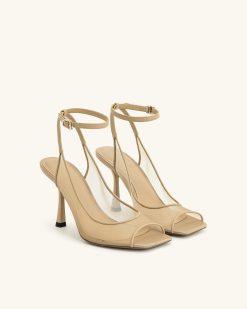 Alternative view of Serenity Open Toe Mesh Slingback Sandals - Khaki