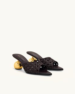 Alternative view of Ellie Woven Sphere Heel Mules - Deep Burgundy