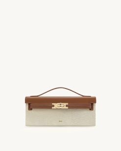 Bria Structured Top Handle Bag - Brown Canvas