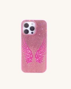 Alternative view of Artificial Crystal Angel Wings Phone Case - Pink