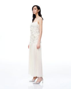 Alternative view of Galadriel 3D Floral Sequin Maxi Dress - White