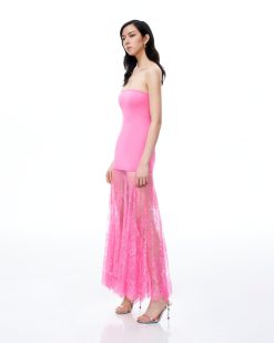 Alternative view of Evadne Floral Lace Dress - Pink