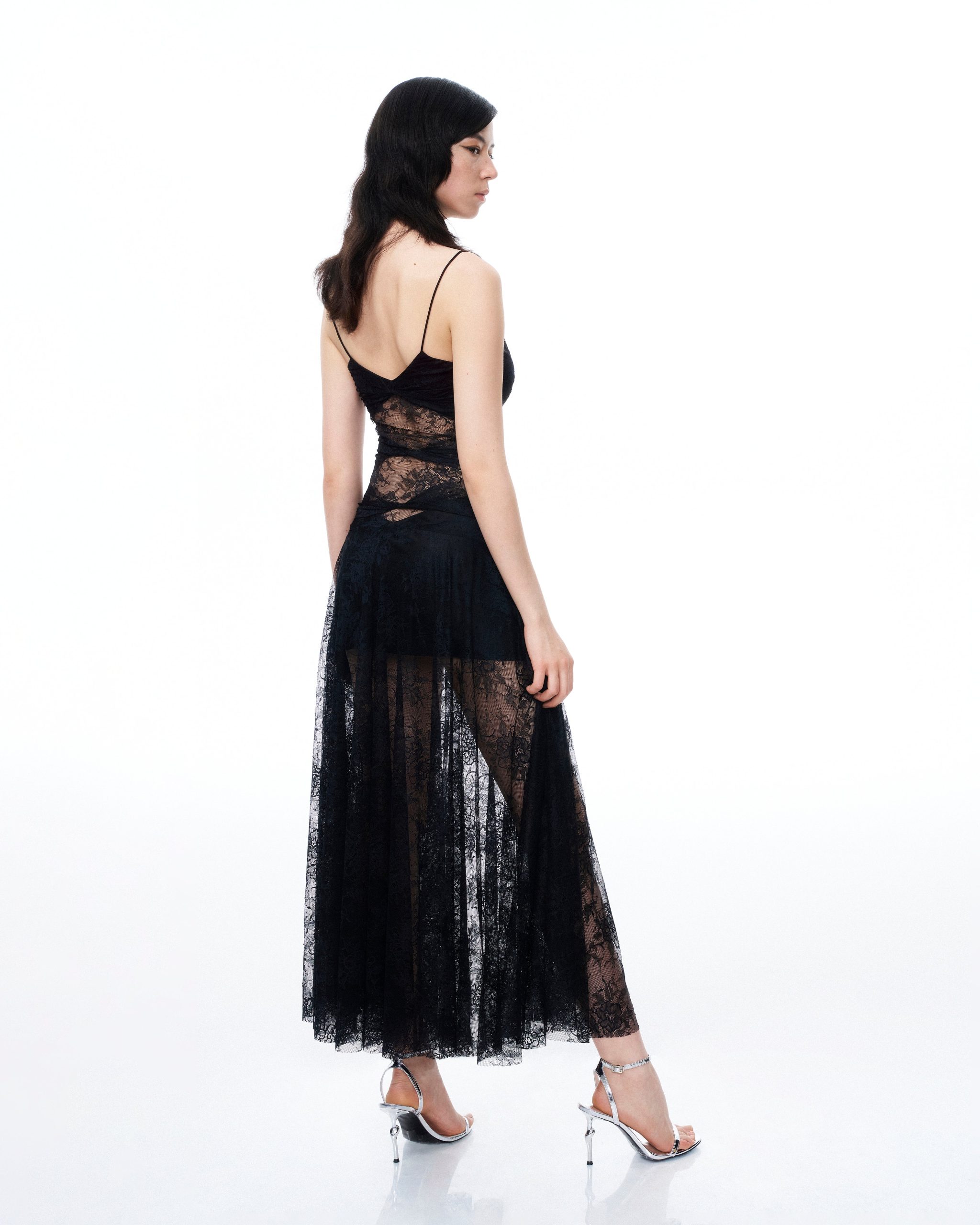 Indigo Floral Lace Dress - Black - Image 5