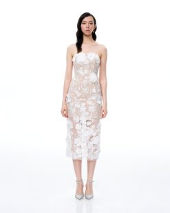 Lysandra 3D Floral Embroidered Maxi Dress - White