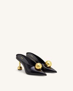 Alternative view of Sofia Angled Vamp Heel Mules - Black & Gold