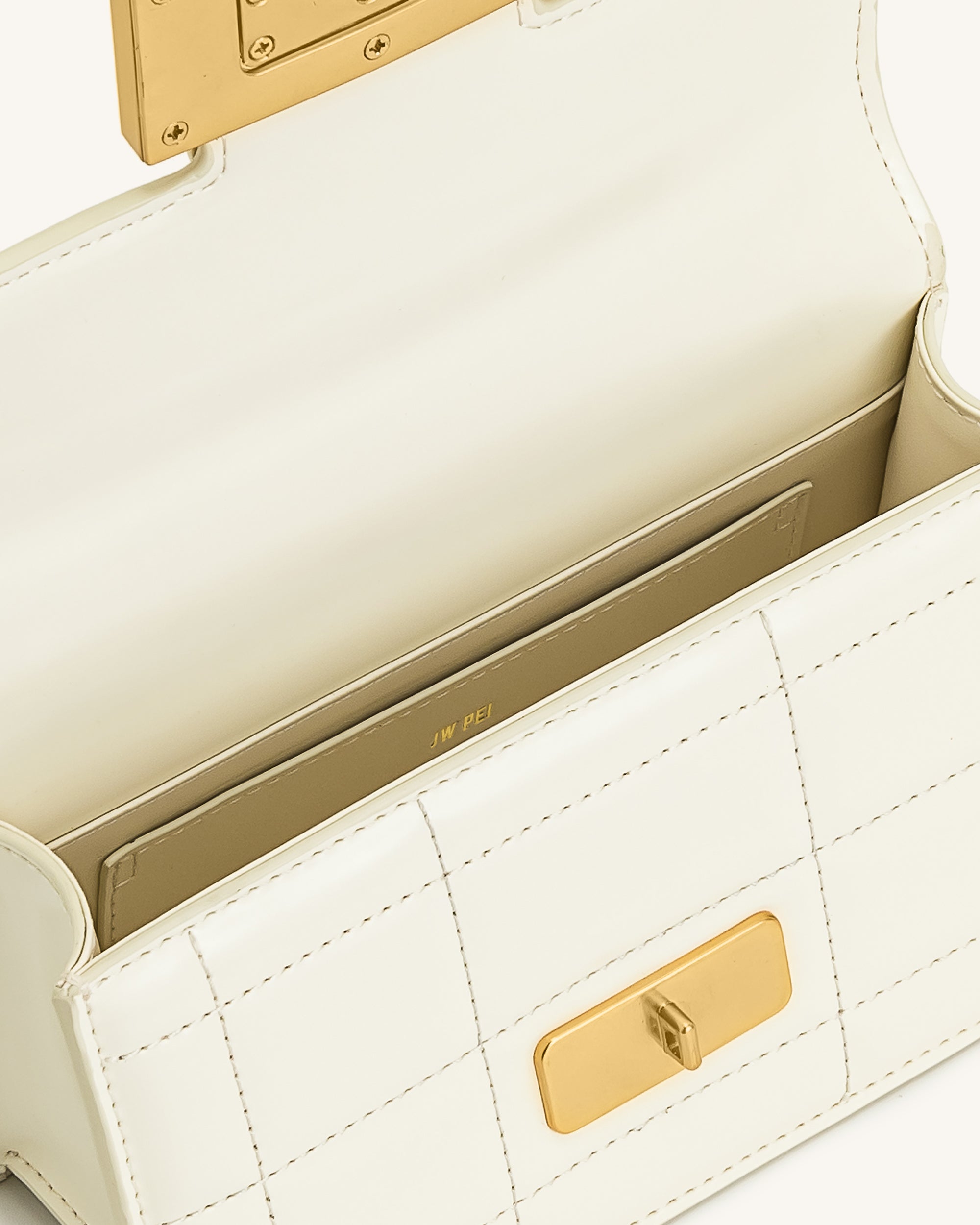 Kaia Bamboo Metal Handle Handbag - White - Image 4