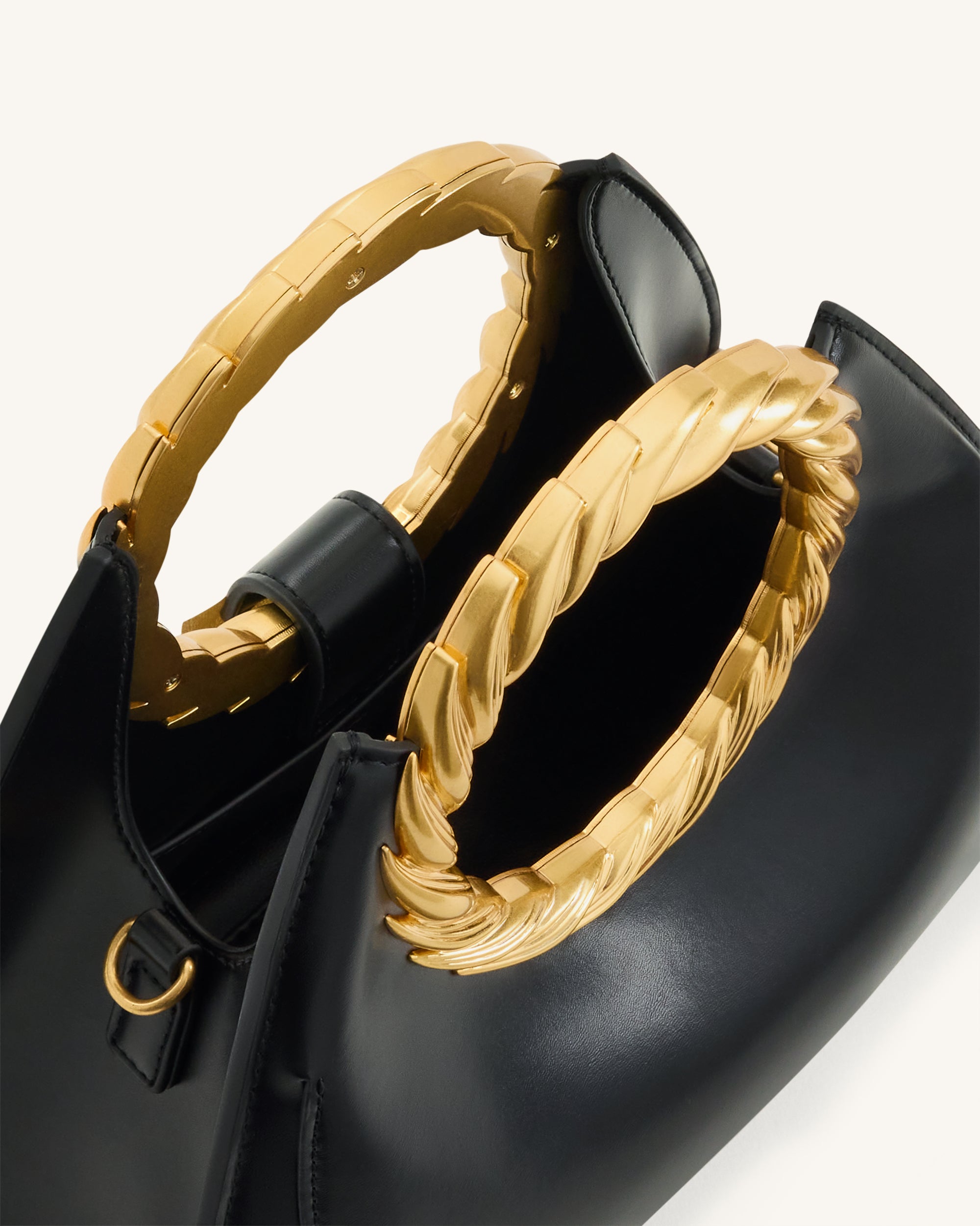 Amiya Leaf Handle Sculpture Bag - Black - Image 4
