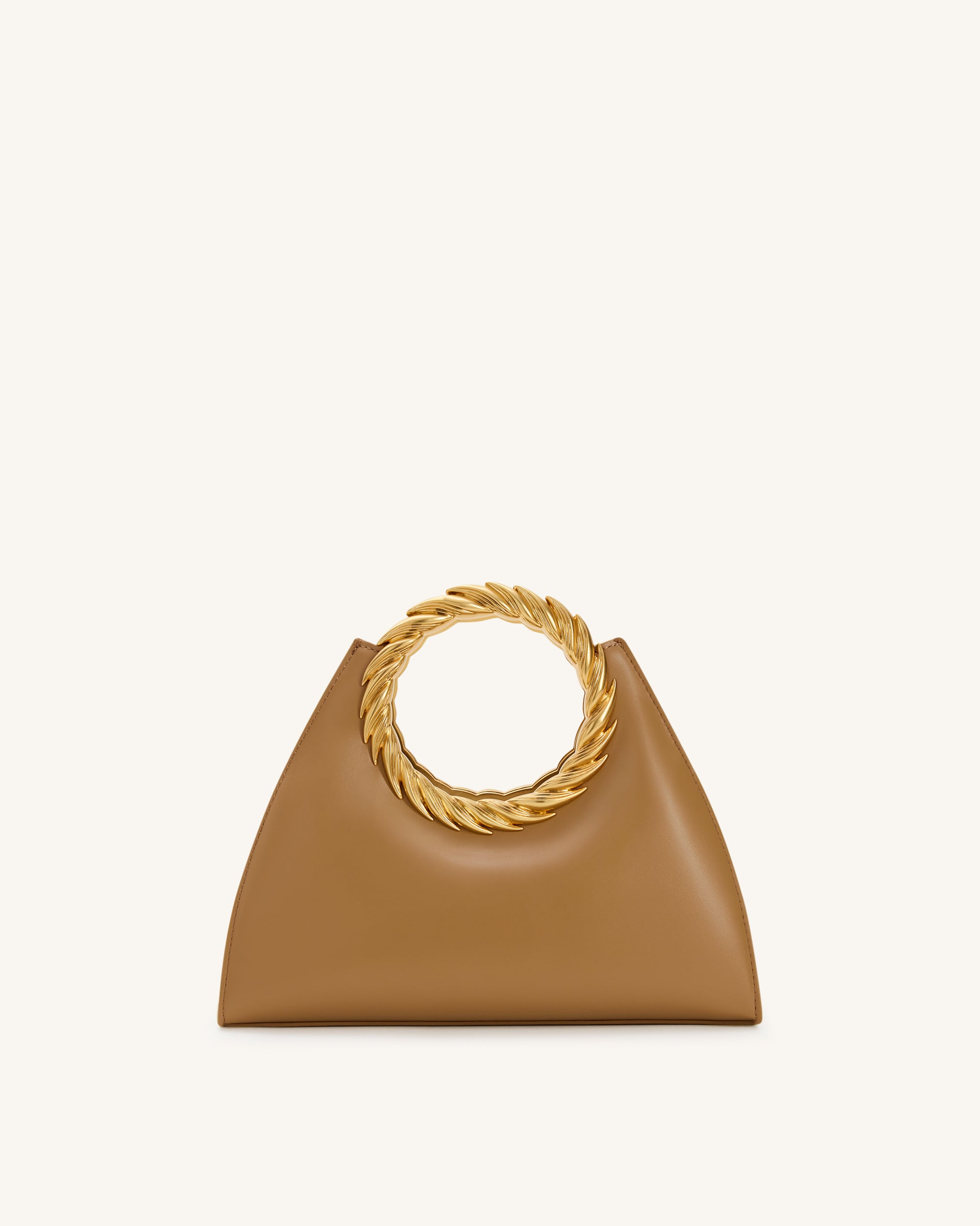 Amiya Leaf Handle Sculpture Bag - Brown - Image 3