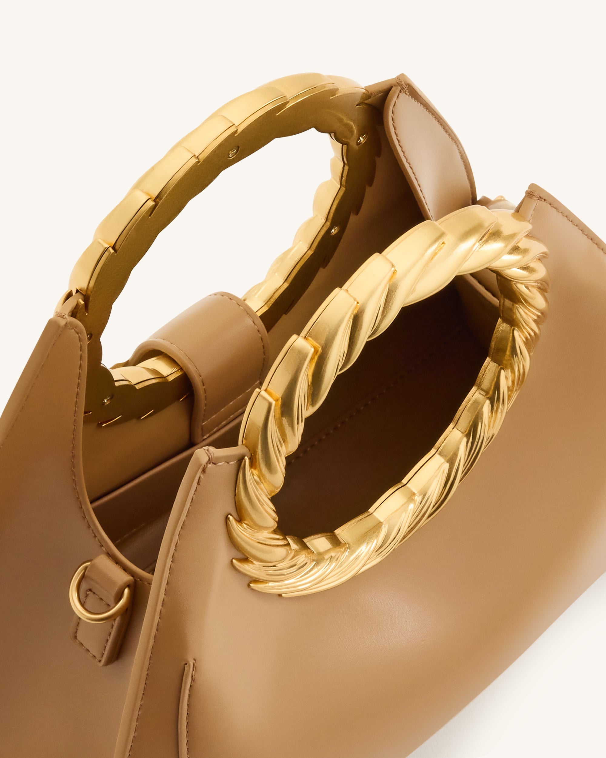 Amiya Leaf Handle Sculpture Bag - Brown - Image 4