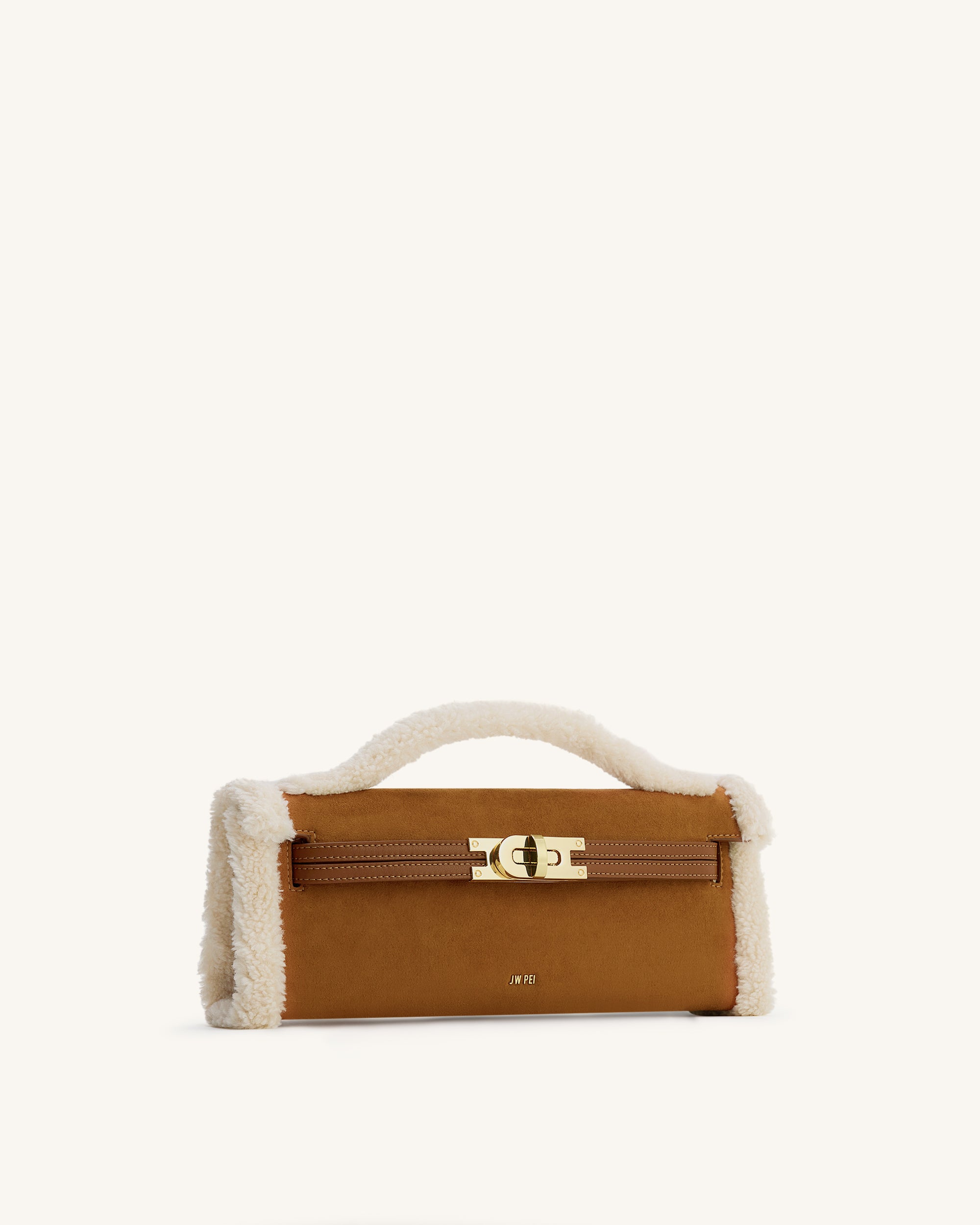 Bria Faux Suede Structured Top Handle Bag - Yellow Brown - Image 2