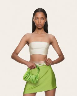 Alternative view of Gabbi Artificial Crystal Medium Ruched Hobo Handbag - Green