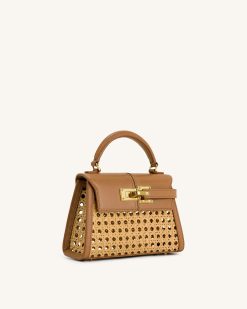 Alternative view of Elise Faux Bamboo Woven Top Handle Bag - Brown