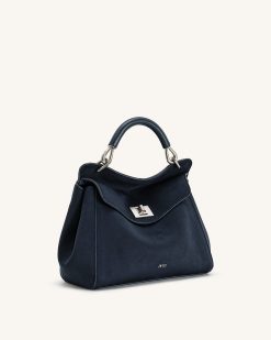 Alternative view of Lucia Classic Faux Suede Top Handle Bag - Navy Blue
