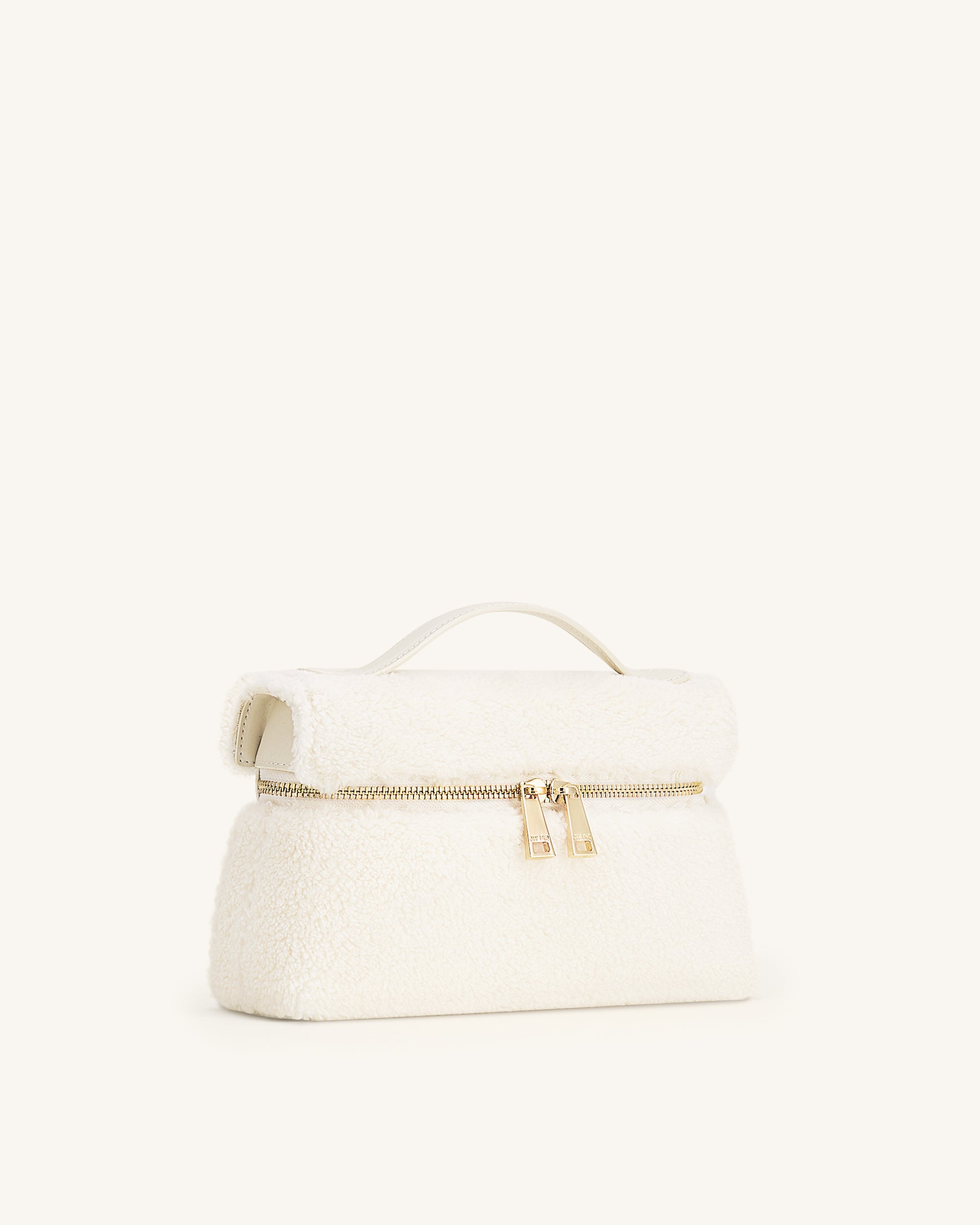 Thea Faux Fur Top Handle Bag - Cream - Image 2