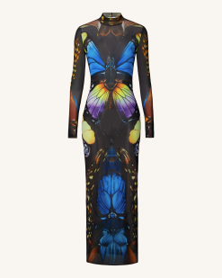 Alternative view of Butterfly Mesh Maxi Dress - Multicolor