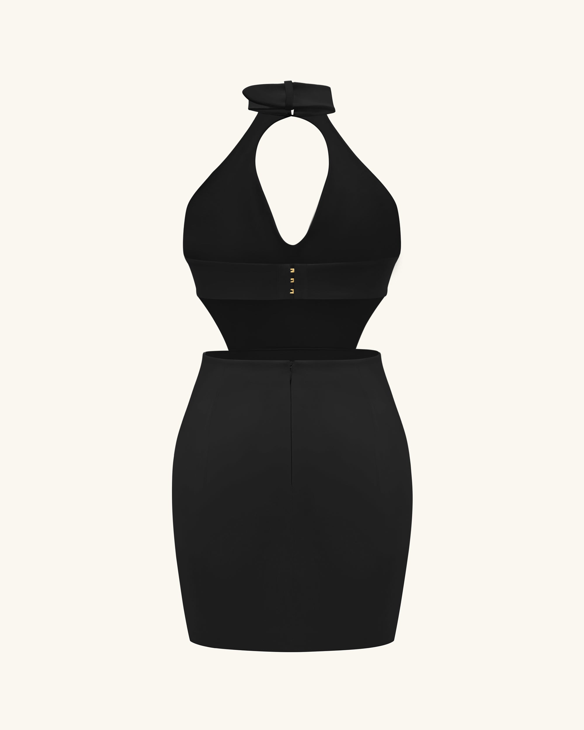 Gabriella Belted Cutout Halter Mini Dress - Black - Image 4