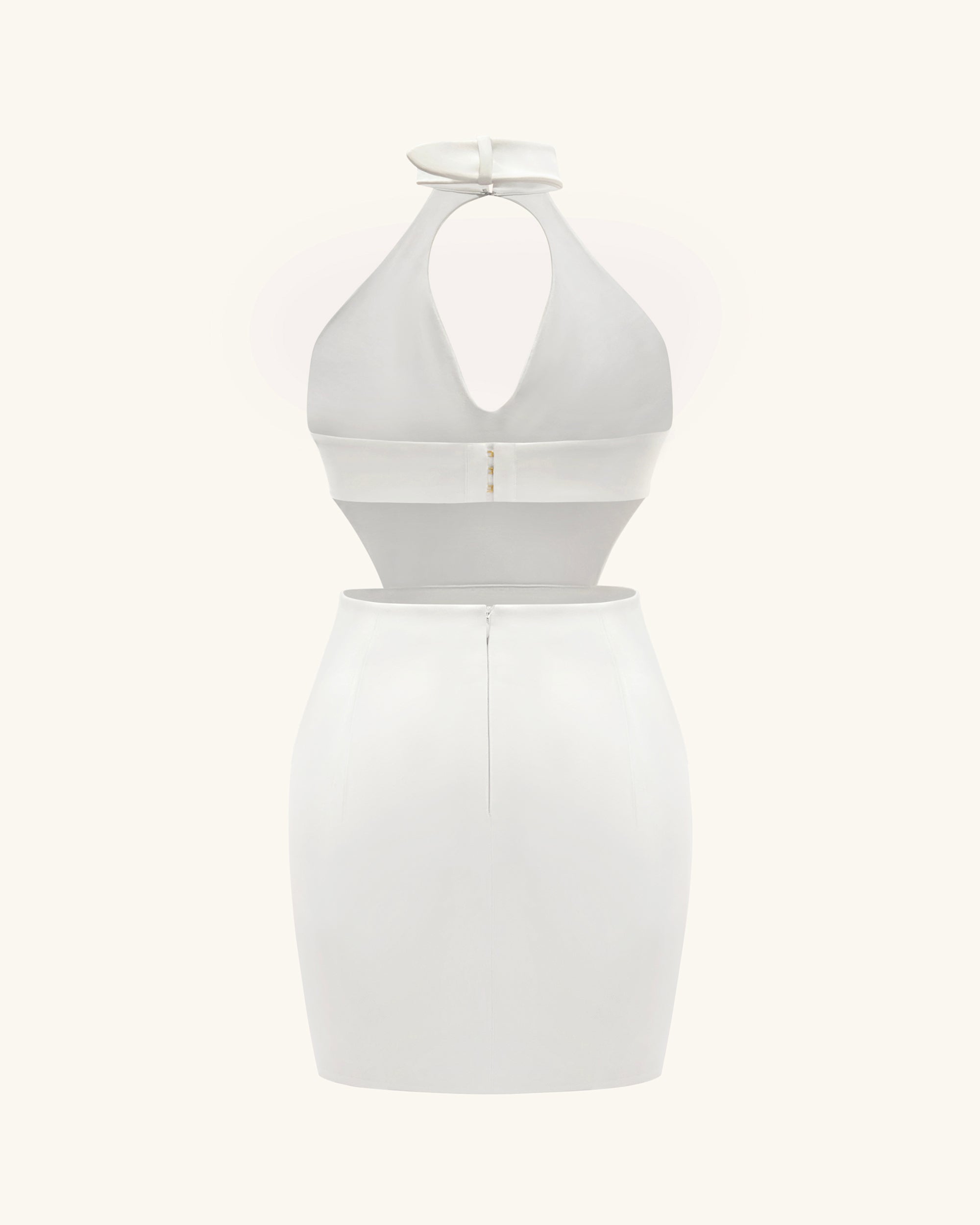 Gabriella Belted Cutout Halter Mini Dress - Ivory - Image 4