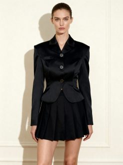 Alternative view of Satin Pleated Mini Skirt - Black