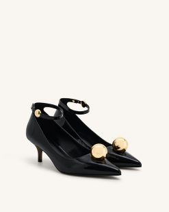 Alternative view of Jewel Buckle Kitten Heels Pumps-Black