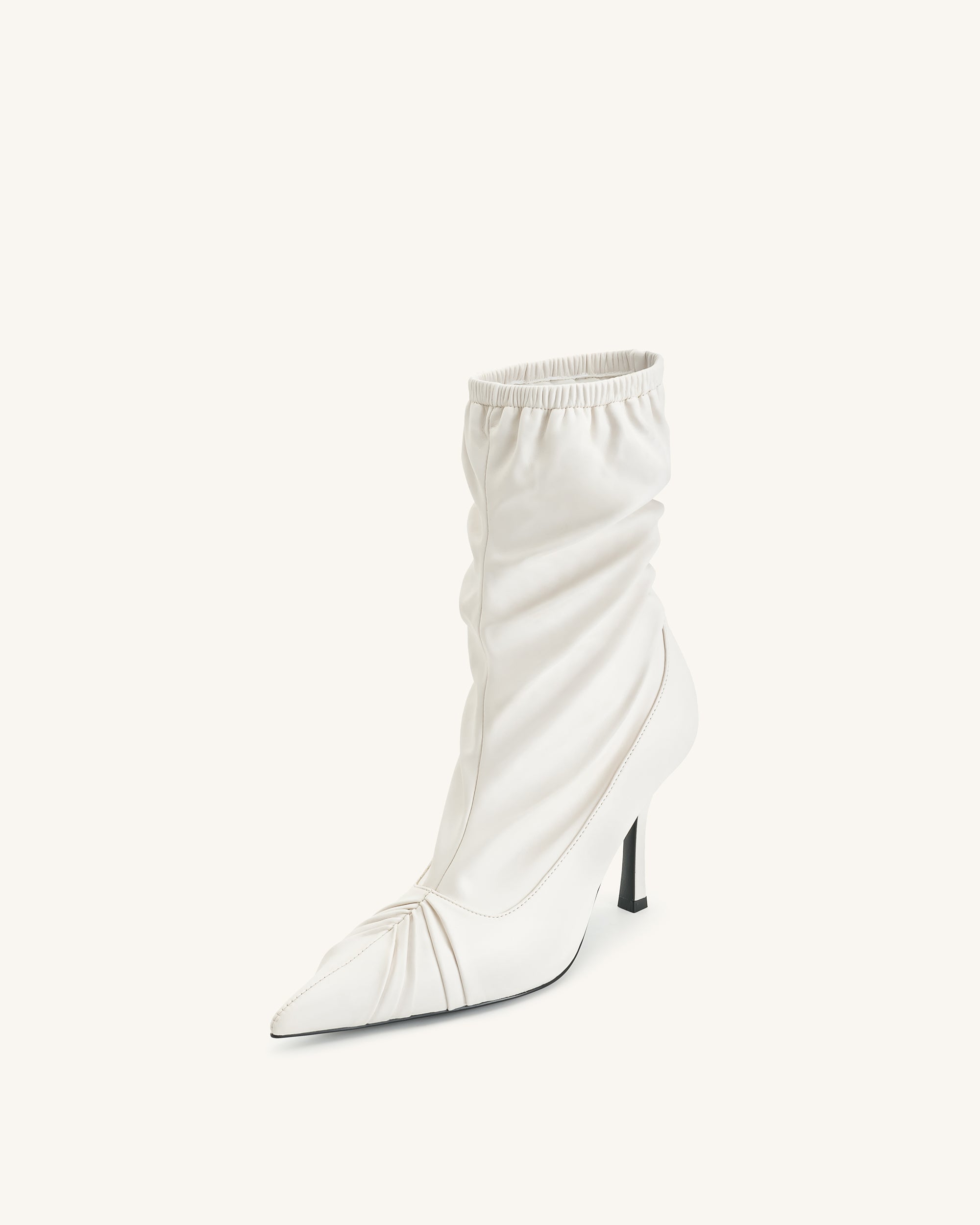 Joanne Paneled Detailing leather Ankle Boots - White - Image 6