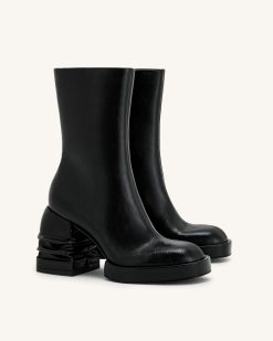 Alternative view of Saylor Round Toe Platform Ankle Boots - Black