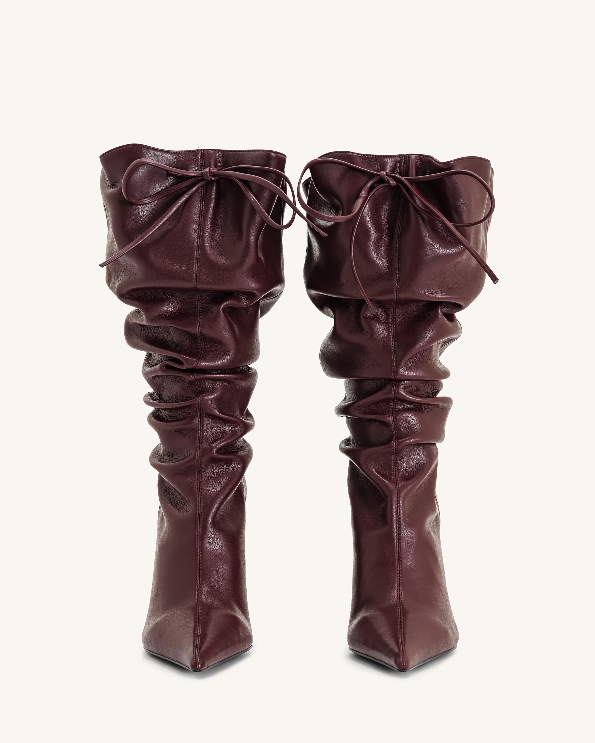 Olivia Leather High Heel Boots - Burgundy - Image 4