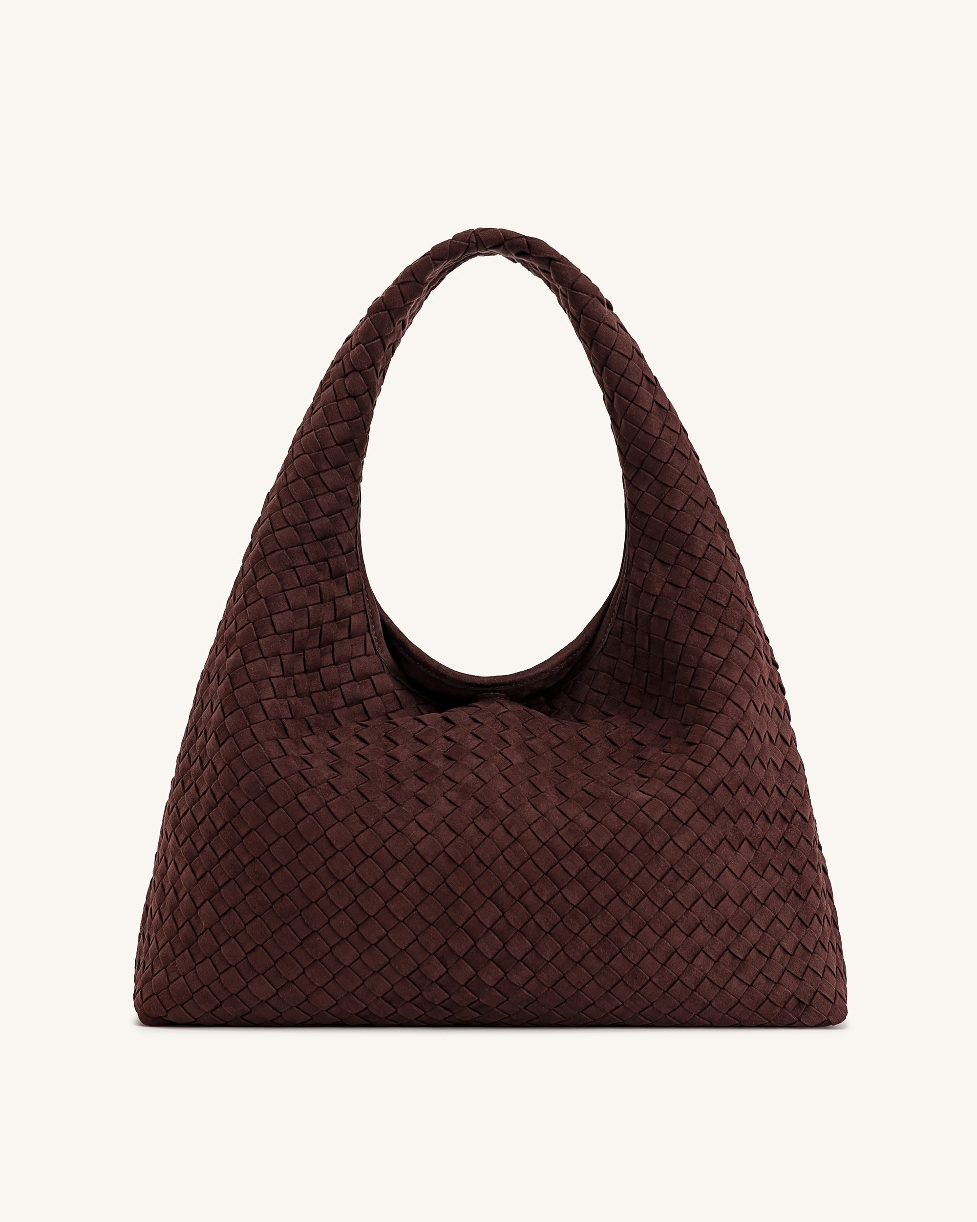Laura Faux Suede Woven Shoulder Bag - Dark Brown - Image 3