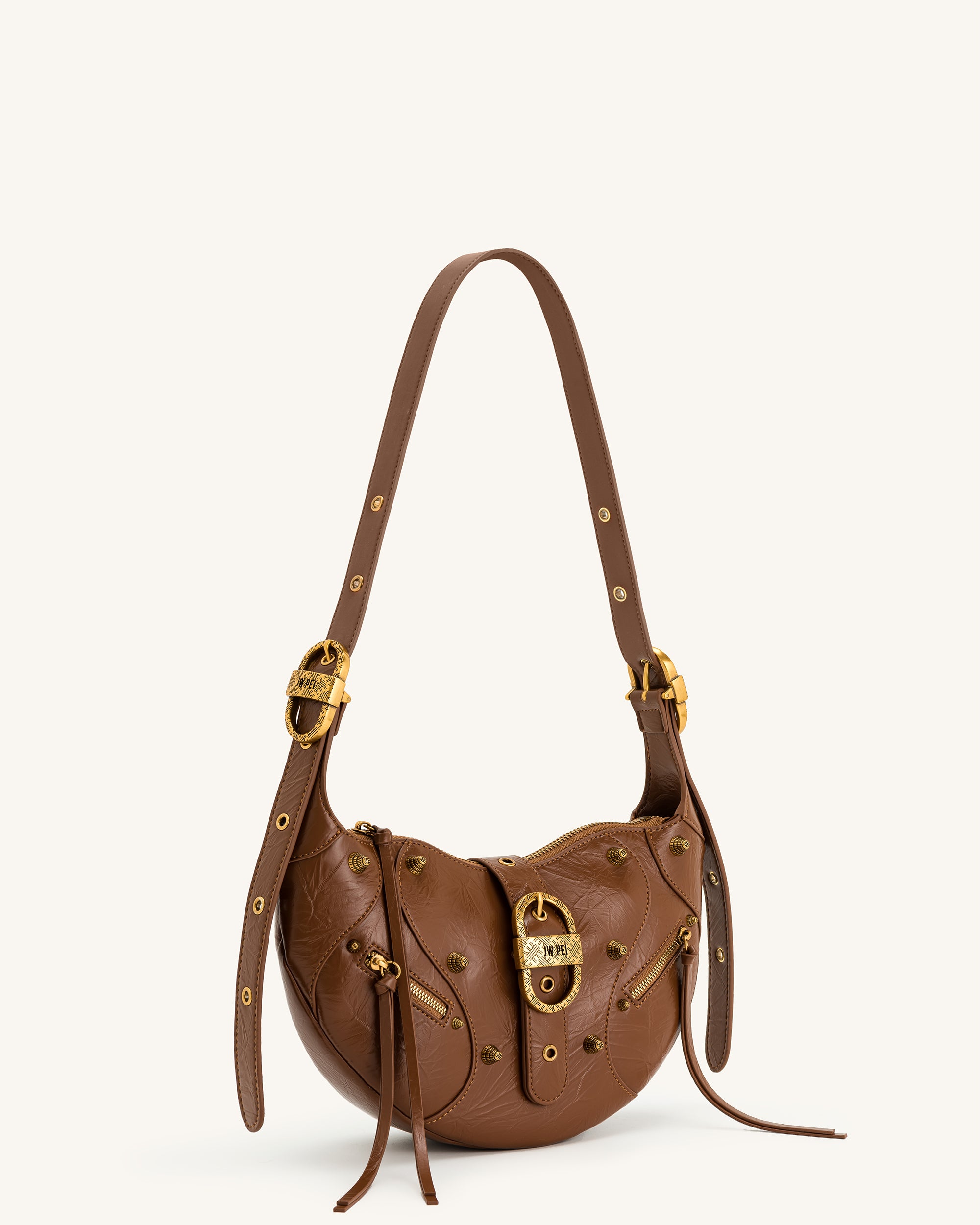 Tessa Crushed Shoulder Bag - Brown - Image 2