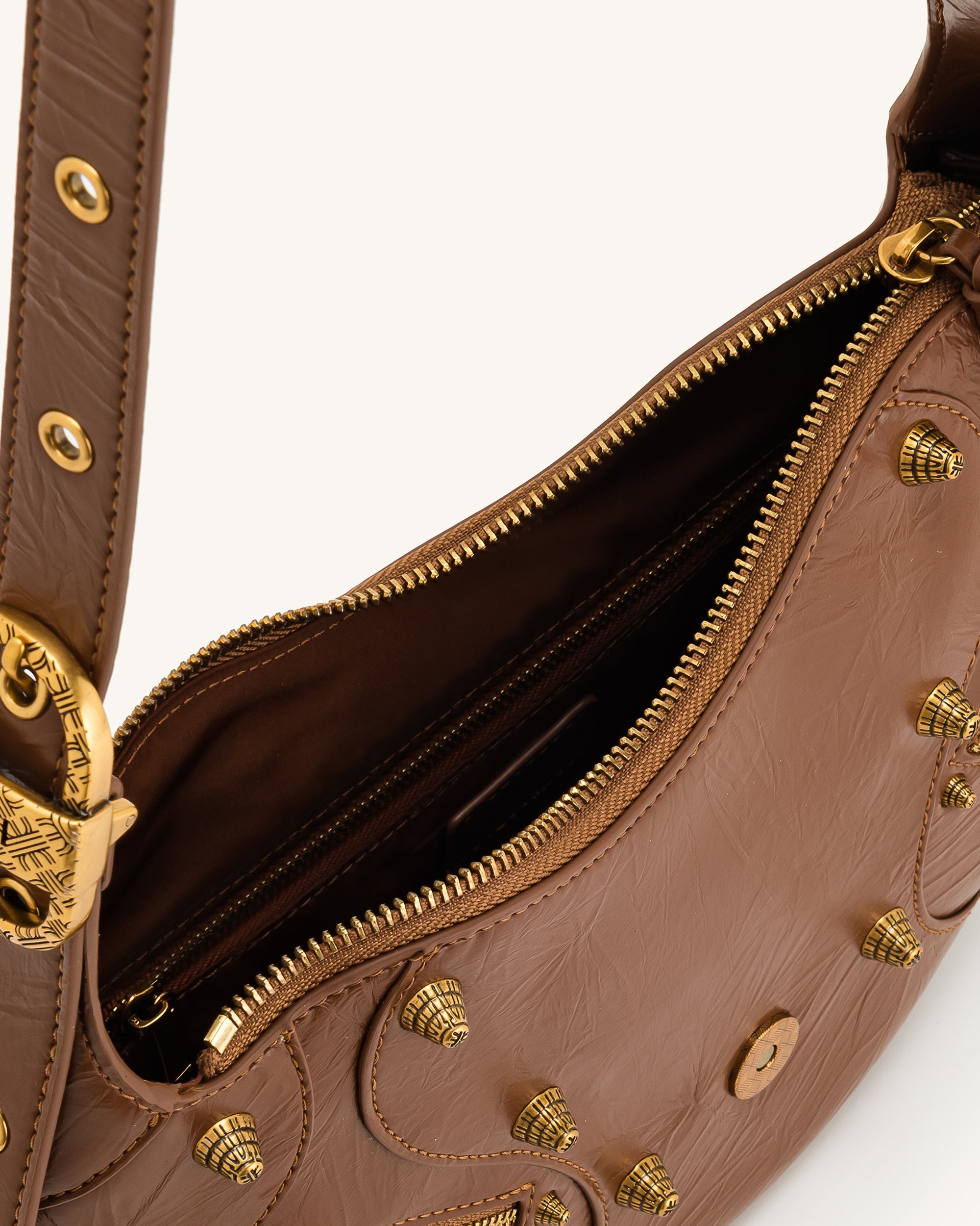 Tessa Crushed Shoulder Bag - Brown - Image 4