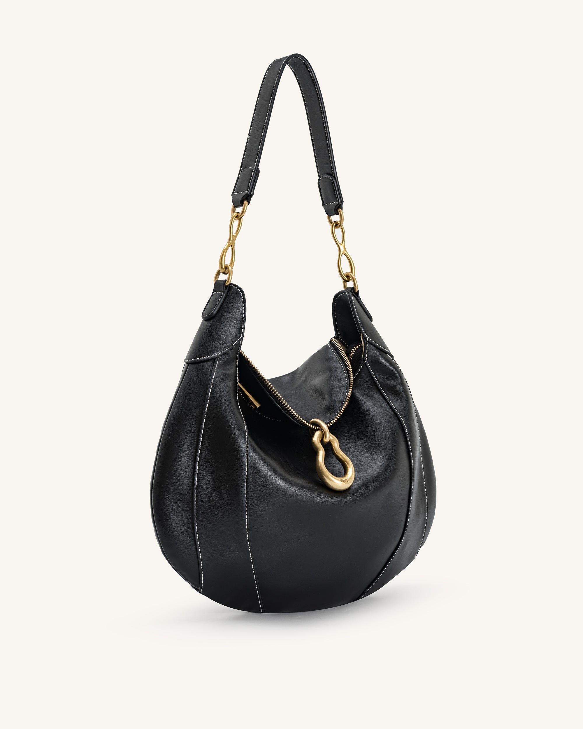 Daria Metal Pendant Embellished Shoulder Bag - Black - Image 3