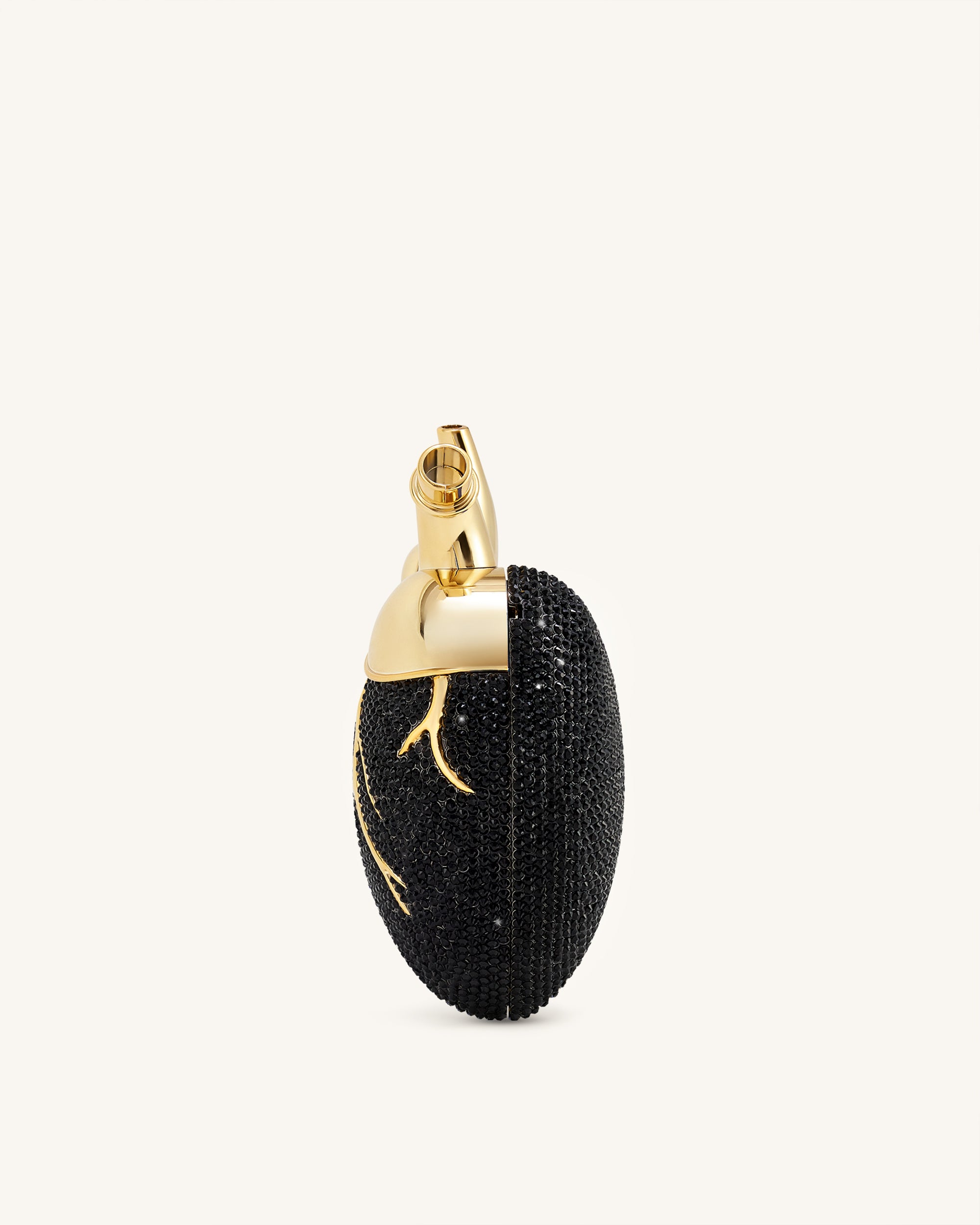 Maren Artificial Crystal Heart Shaped Bag - Black Gold - Image 3