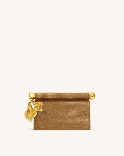 Holly Artificial Crystal Metal Pendant Embellished Clutch - Champagne