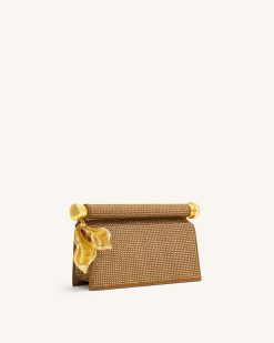 Alternative view of Holly Artificial Crystal Metal Pendant Embellished Clutch - Champagne