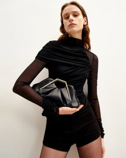 Alternative view of Lila Metal Frame Clutch - Black