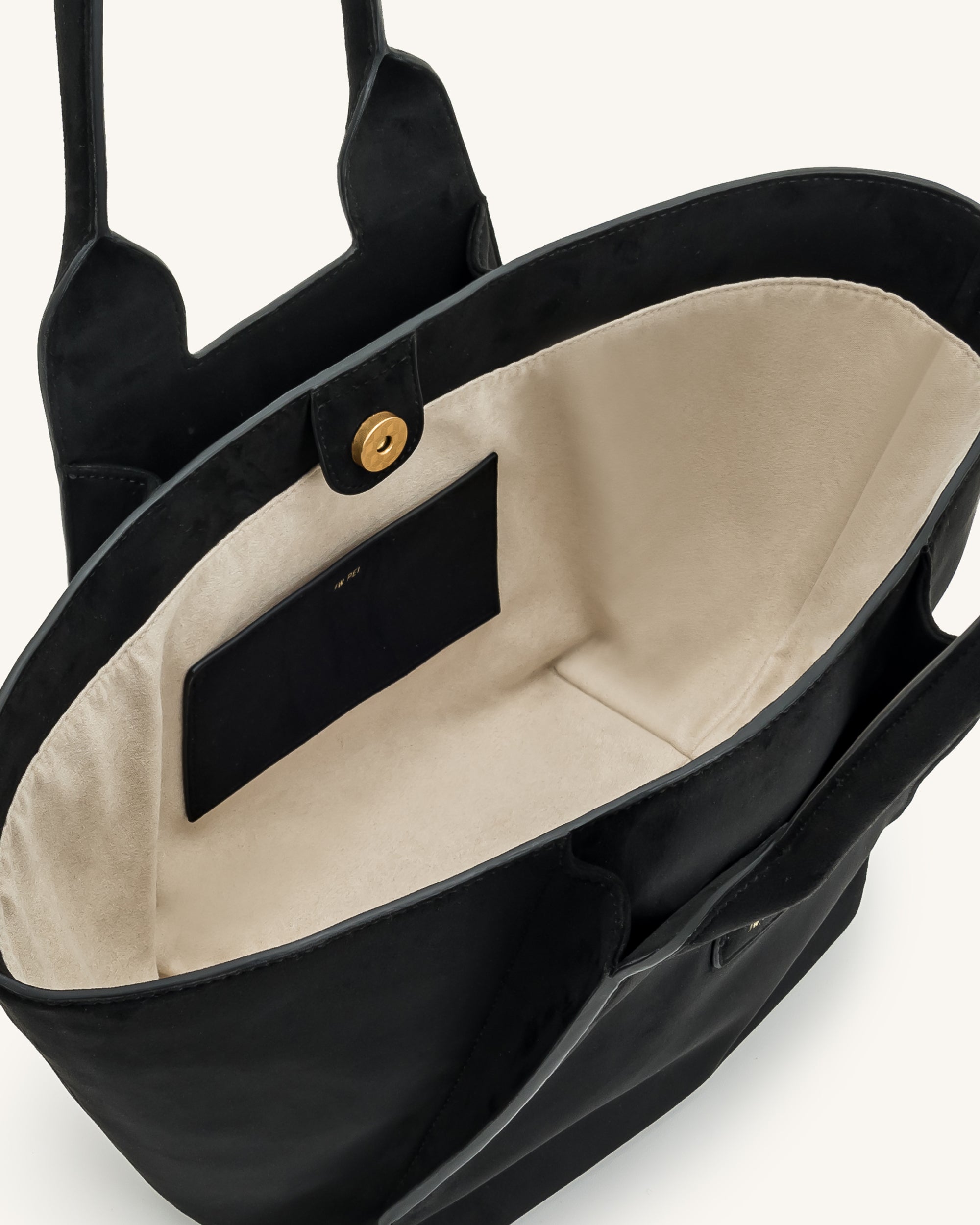 Cara Faux Suede Tote Bag - Black - Image 4