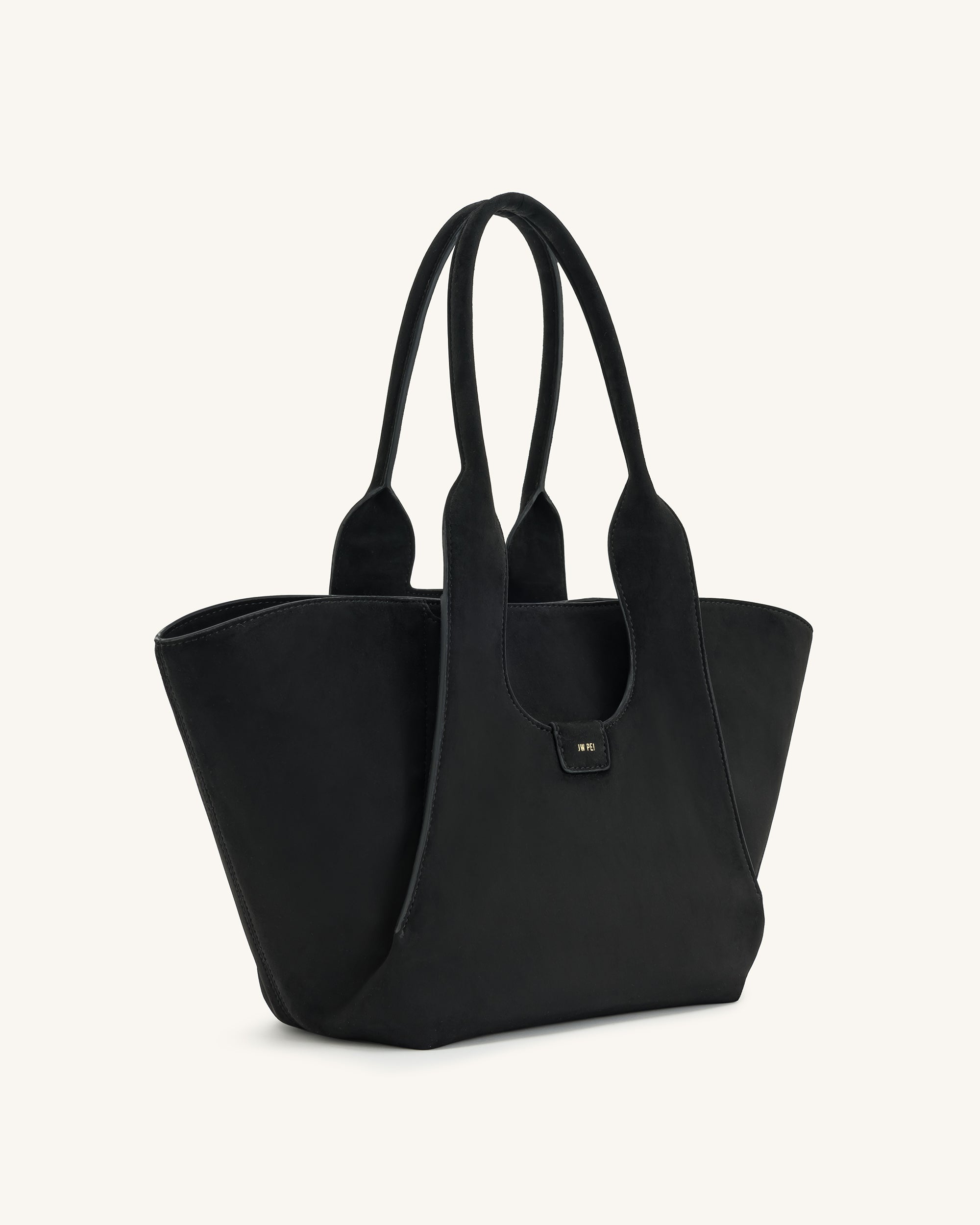 Cara Faux Suede Tote Bag - Black - Image 2