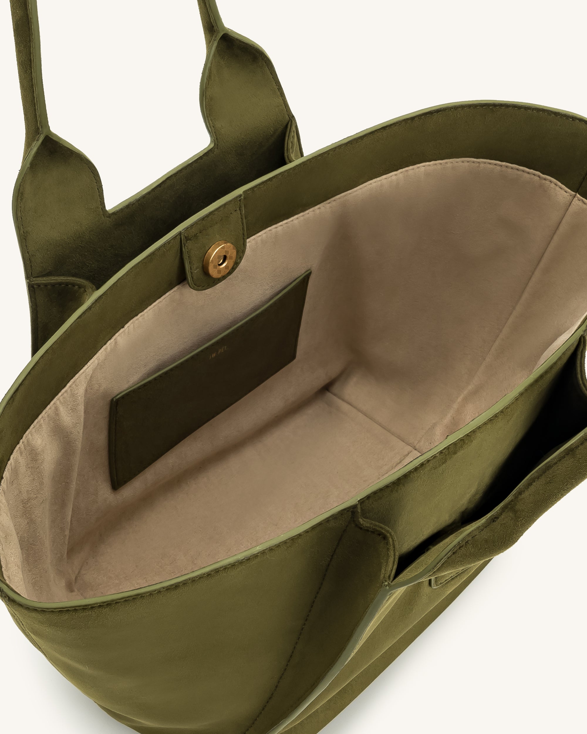 Cara Faux Suede Tote Bag - Dark Olive - Image 4
