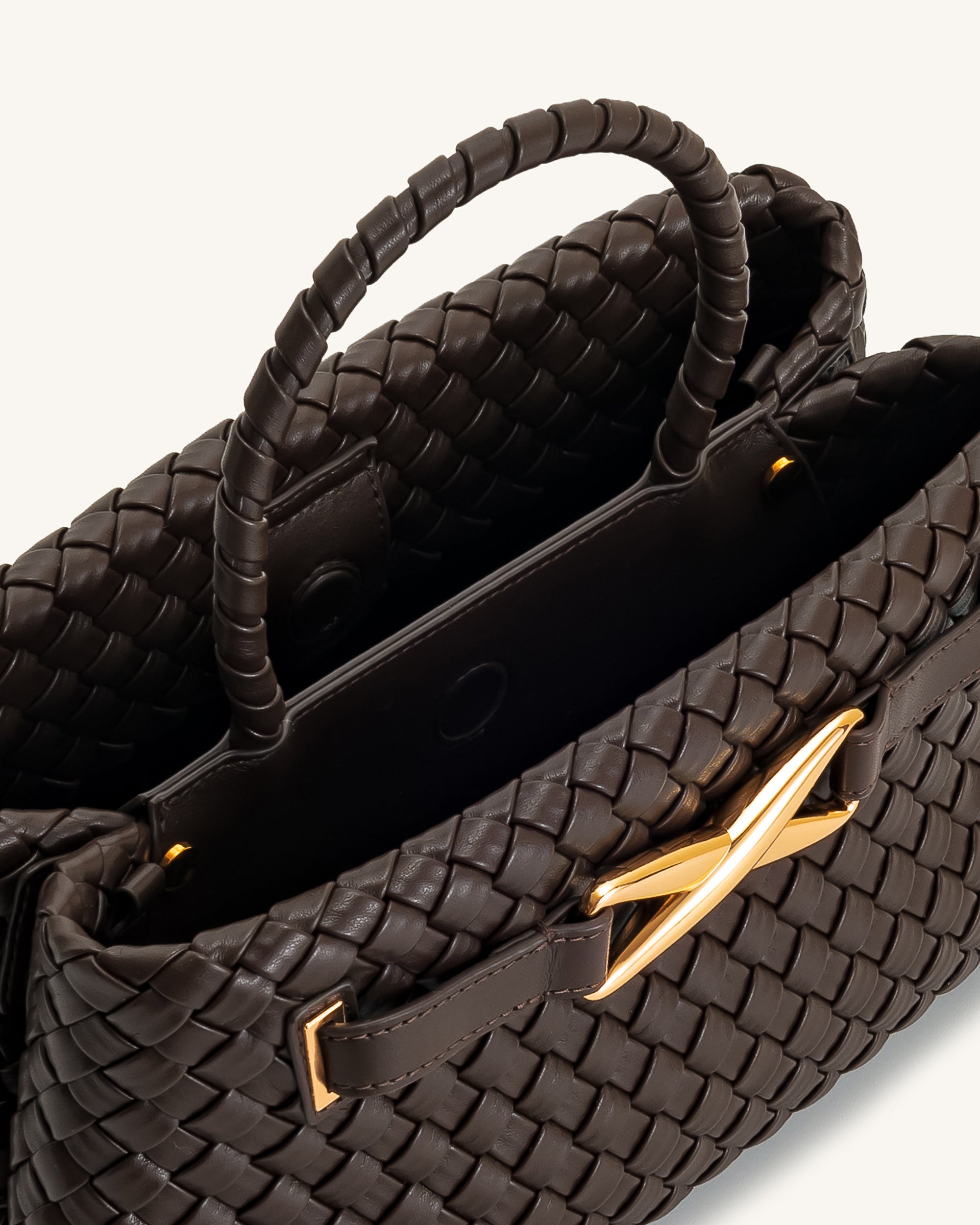 Elora Woven Tote Bag - Dark Brown - Image 5