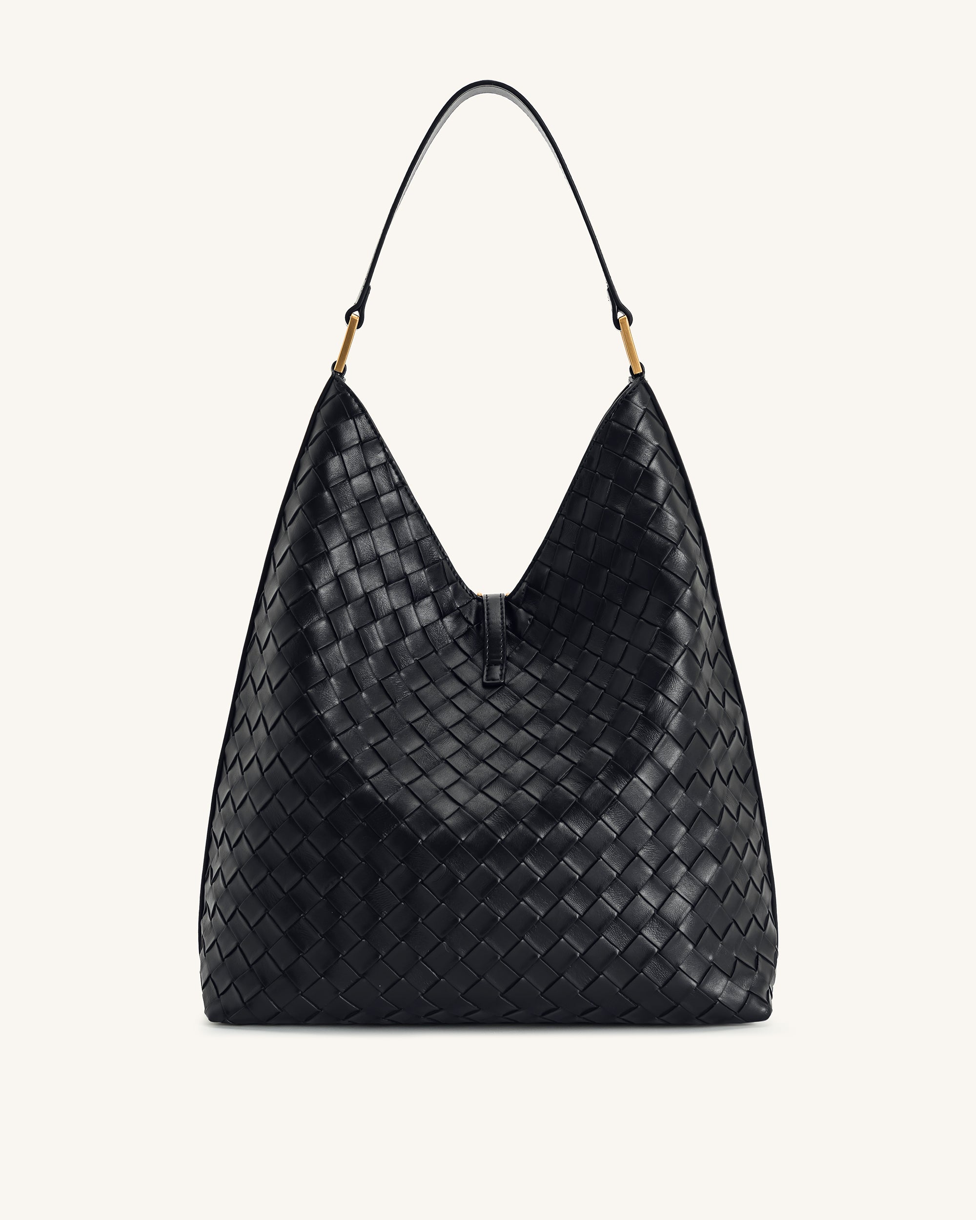 Aria Woven Texture Shoulder Bag - Black - Image 3