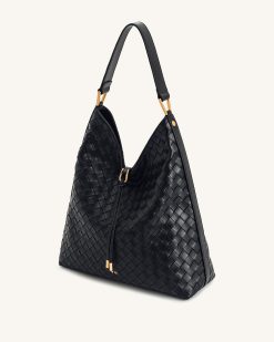 Alternative view of Aria Woven Texture Shoulder Bag - Black