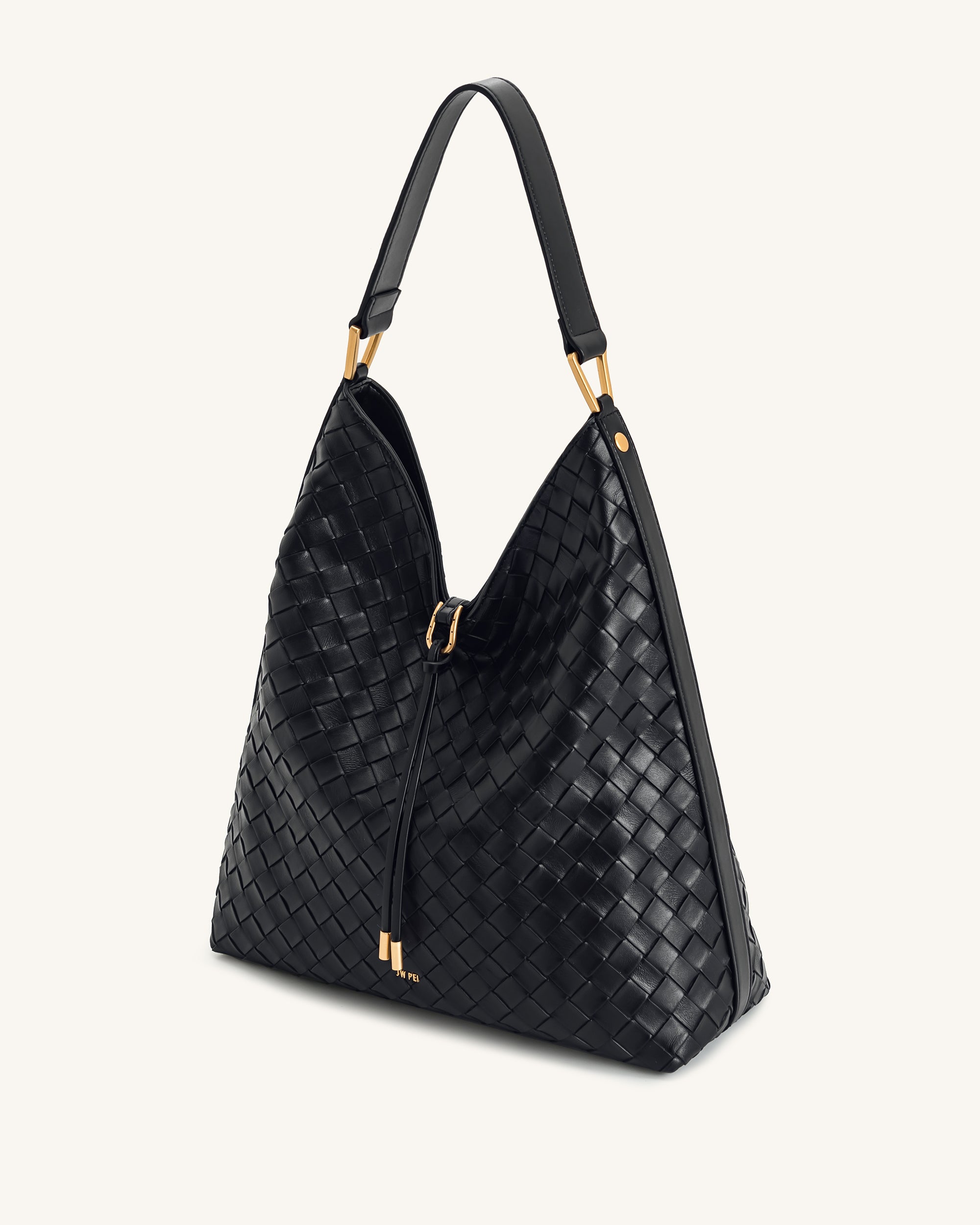 Aria Woven Texture Shoulder Bag - Black - Image 2