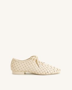 Kayla Weave Strap Flat Shoes - Beige