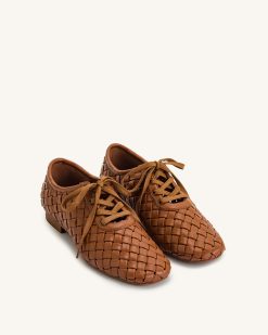Alternative view of Kayla Weave Strap Flat Shoes - Brown