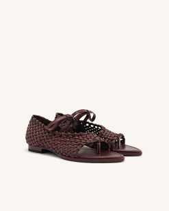 Alternative view of Jocelyn Weave Strap Flip-flops - Claret Red