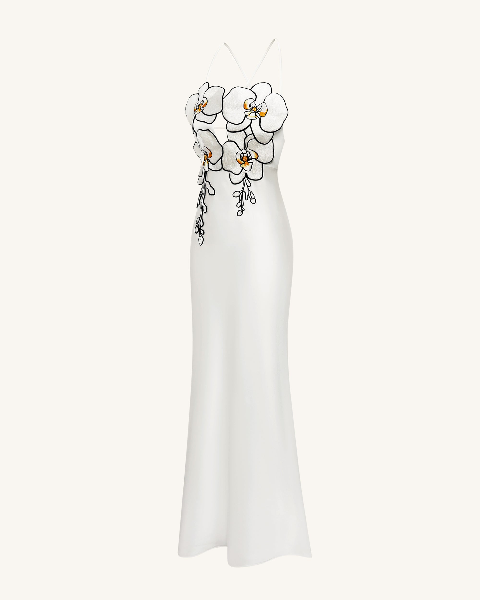 Orchid Embroidered Dress - White/Black - Image 3
