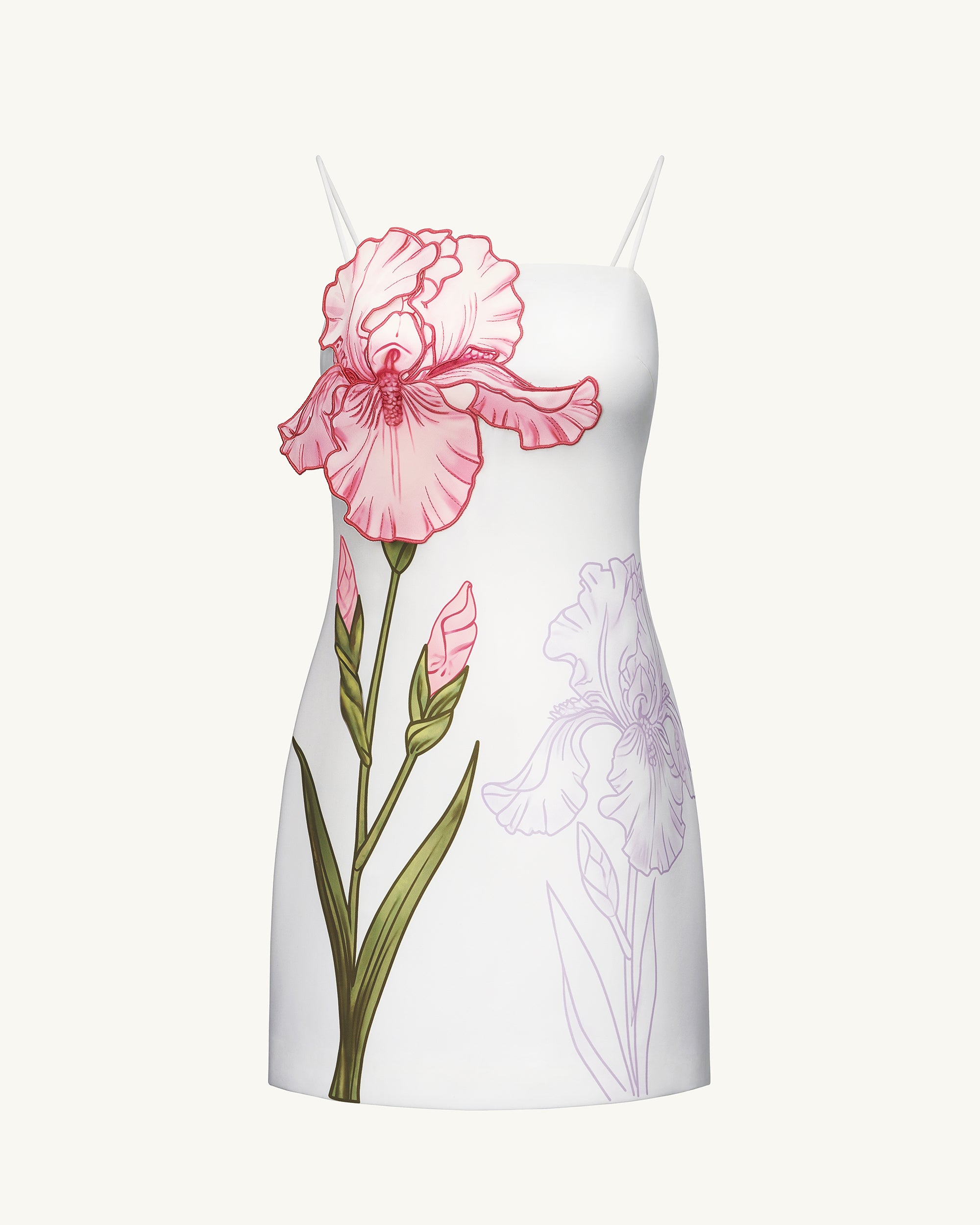 Iris Appliqué Mini Dress - White - Image 4